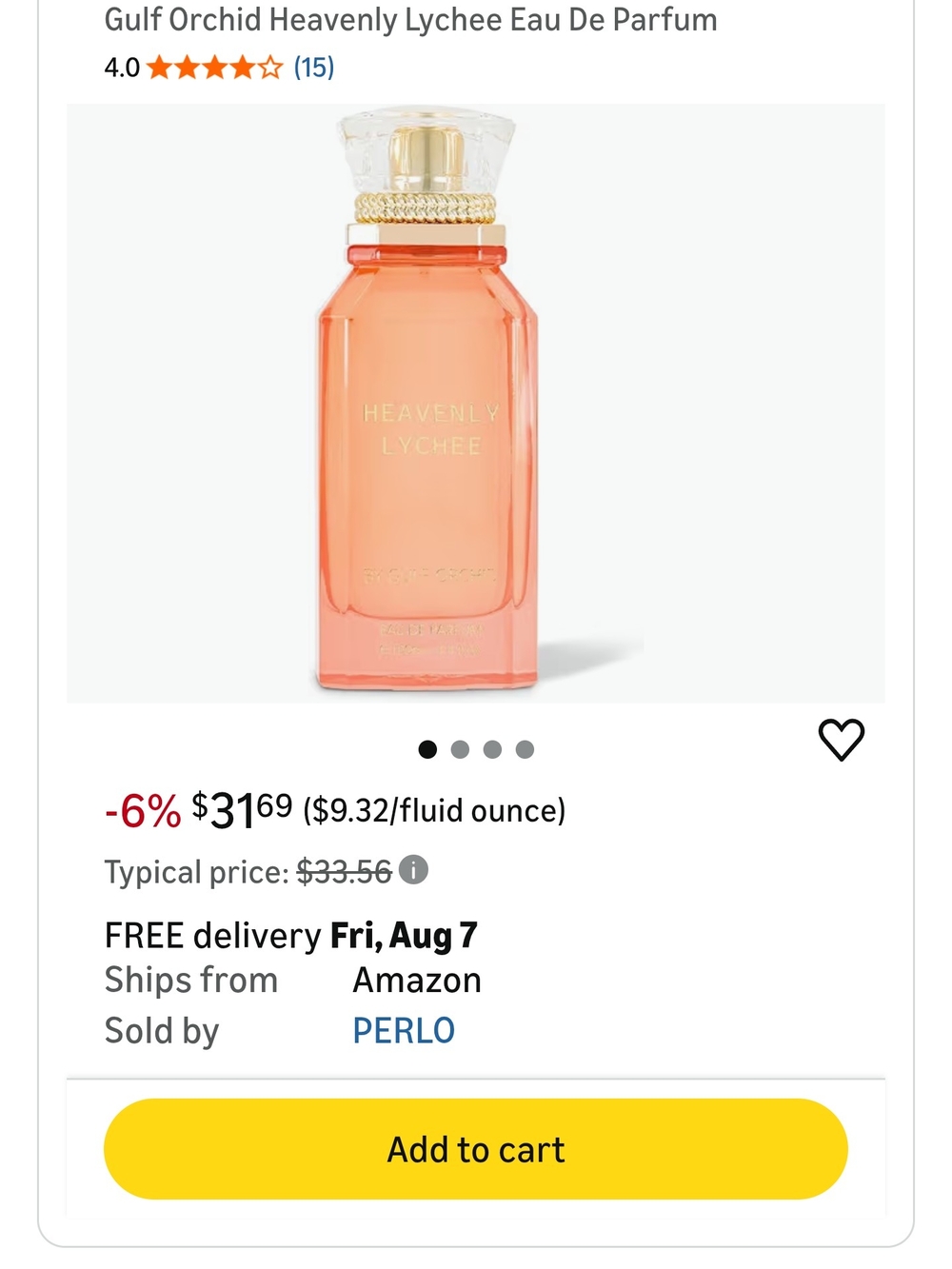Gulf Orchid Heavenly Lychee 30ml Spray - Coral Pink & Gold Bottle